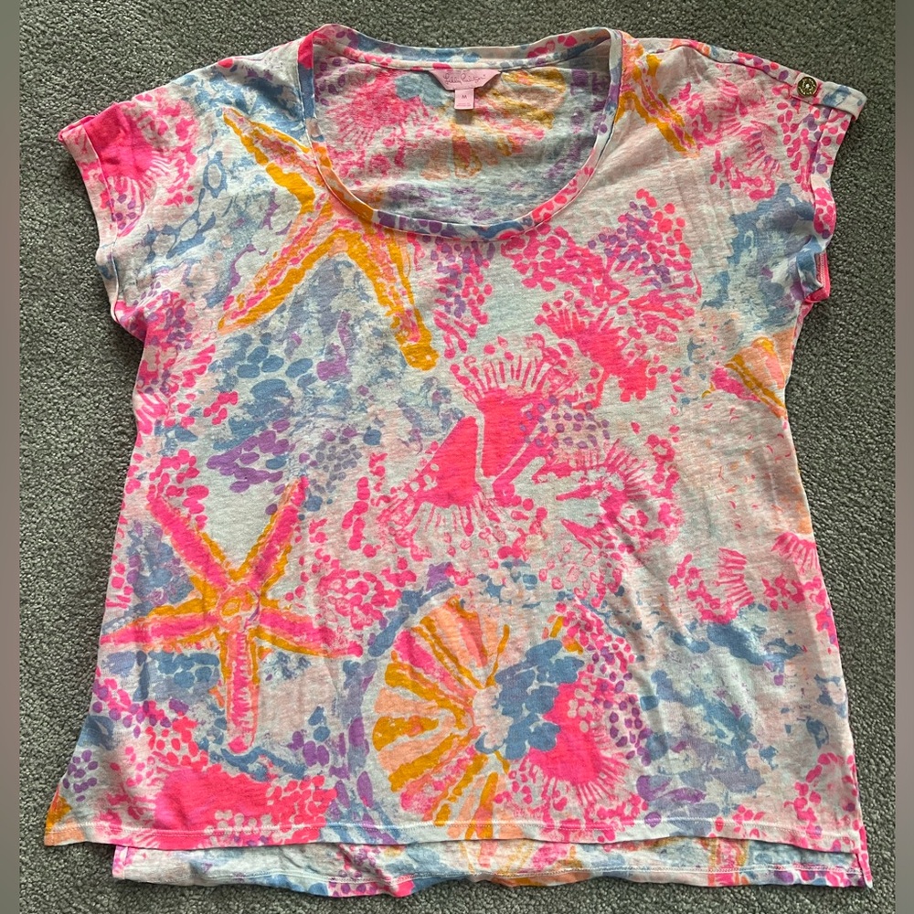 Lilly Pulitzer Pink and Orange Graphic Tee